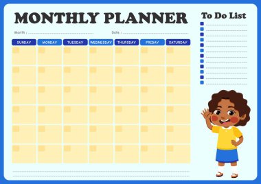 Küçük çocukların resimleriyle dolu aylık program. Aylık programların düzenlenmesinde çocukların kullanması için uygun