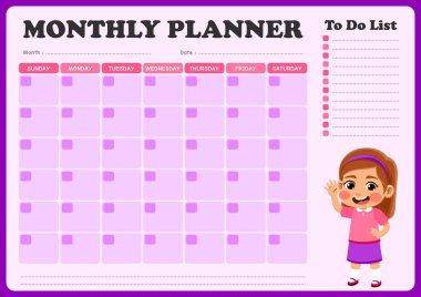 Küçük çocukların resimleriyle dolu aylık program. Aylık programların düzenlenmesinde çocukların kullanması için uygun