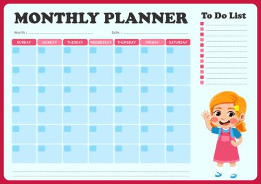 Küçük çocukların resimleriyle dolu aylık program. Aylık programların düzenlenmesinde çocukların kullanması için uygun