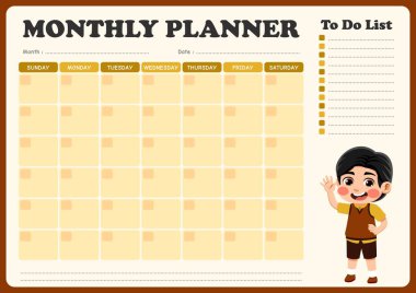 Küçük çocukların resimleriyle dolu aylık program. Aylık programların düzenlenmesinde çocukların kullanması için uygun