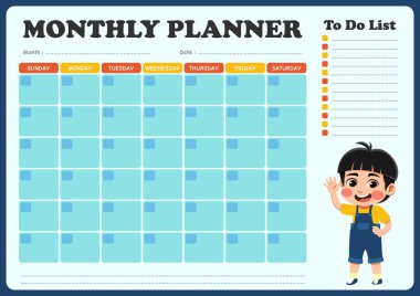 Küçük çocukların resimleriyle dolu aylık program. Aylık programların düzenlenmesinde çocukların kullanması için uygun