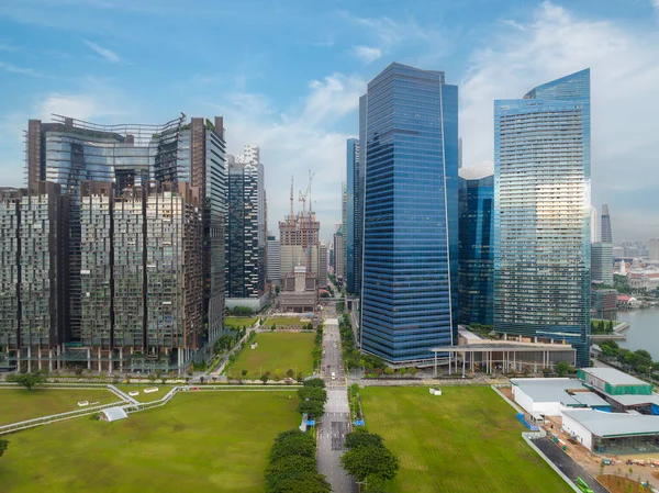 Luftaufnahme Des Geschäftsviertels Und Der Stadt Singapur Morgen Singapur Asien — Stockfoto