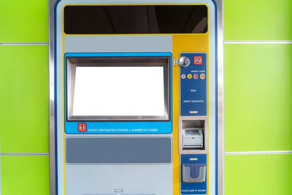 Bílý Model Automatizovaného Automatu Jízdenky Vystaven Vlaku Nebo Stanici Metra — Stock fotografie