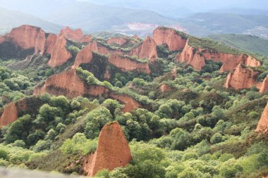 Las Medulas 'ın manzarası, eski altın madenleri, Leon, İspanya