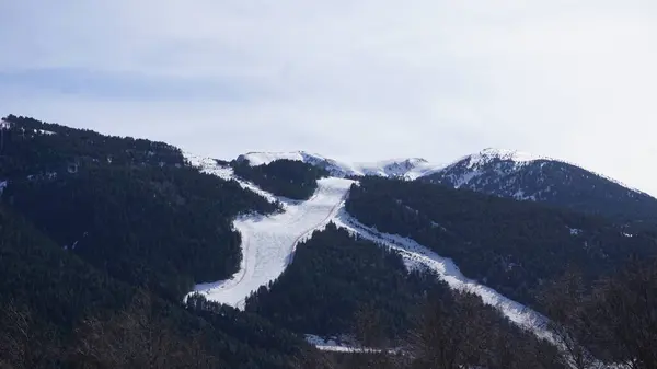 Verschneite Landschaft Eines Skigebiets — Stockfoto