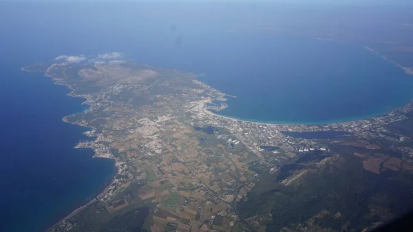 Krajobraz Wybrzeża Majorki Widziany Samolotu — Zdjęcie stockowe