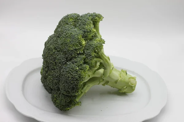 Groene Broccoli Witte Achtergrond — Stockfoto