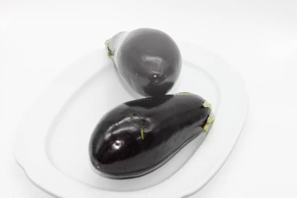 Purple Eggplants White Background — Stock Photo, Image
