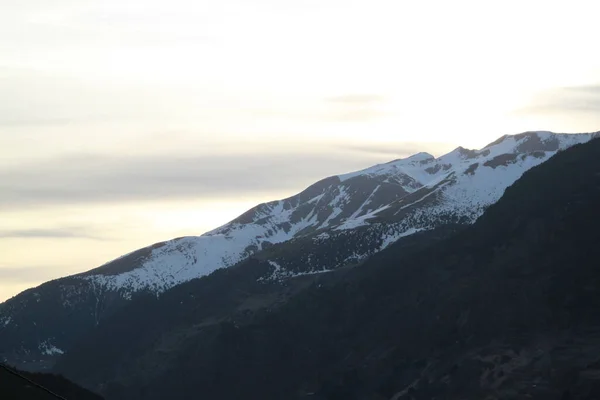 Paysage Neige Ski Dans Les Montagnes Des Pyrénées Andorre — Photo