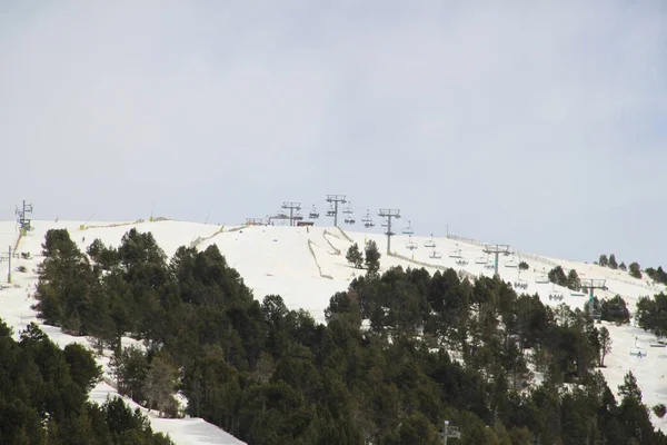 Paisaje Nieve Esquí Las Montañas Los Pirineos Andorra —  Fotos de Stock