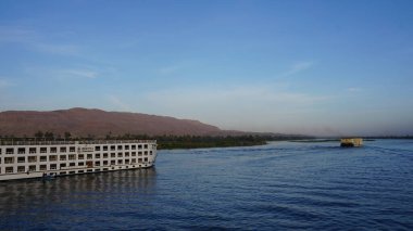 Nile, Egypt, July, 12, 2022: River cruise for tourism on the Nile river in Egypt
