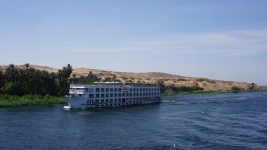 Nile, Egypt, July, 12, 2022: River cruise for tourism on the Nile river in Egypt