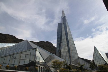 Escaldes, Andorra, April, 11, 2022: Caldea thermal center in the Principality of Andorra