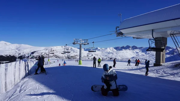 Грандвалира Андорра Декабря 2022 Года Лыжные Сцены Курорте Пиренеи Начале — стоковое фото