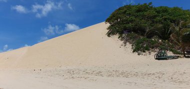 Genipabu sahilinin manzarası Natal, Rio Grande do Norte, Brezilya 'daki kum parkının yanında.