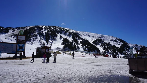 Soldeu Andorra April 2023 Skilandschap Een Andorra Resort Een Zonnige — Stockfoto