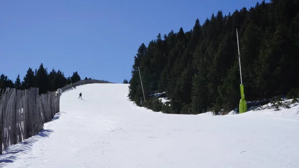 Soldeu Grandvalira Andorra April 2023 Beelden Van Sneeuw Skiën Een — Stockfoto