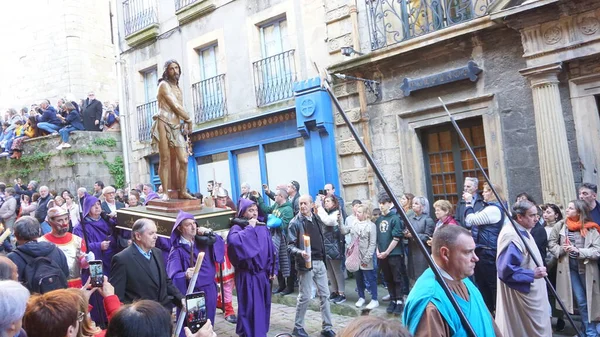 stock image Hondarribia, Gipuzkoa, Basque Country, Spain, April. 7, 2023: images of the procession of silence in Hondarribia on Friday of Holy Week