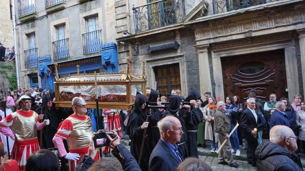 stock image Hondarribia, Gipuzkoa, Basque Country, Spain, April. 7, 2023: images of the procession of silence in Hondarribia on Friday of Holy Week
