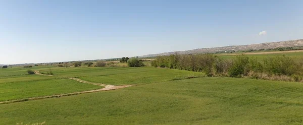 Paisajes Agrícolas Aragón Desde Tren Ave —  Fotos de Stock