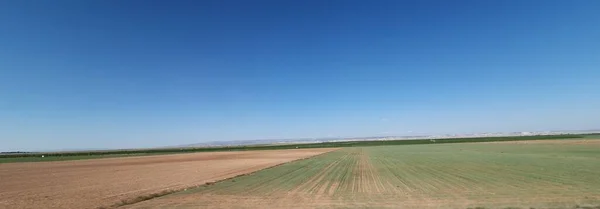 Landbouwlandschappen Van Aragon Vanuit Ave Trein — Stockfoto