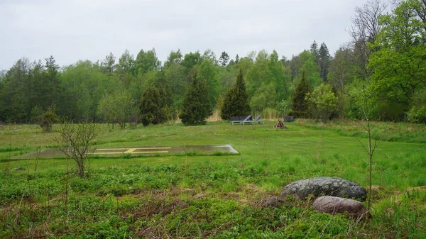 Αγροτικό Τοπίο Στο Νησί Muhu Στην Εσθονία — Φωτογραφία Αρχείου