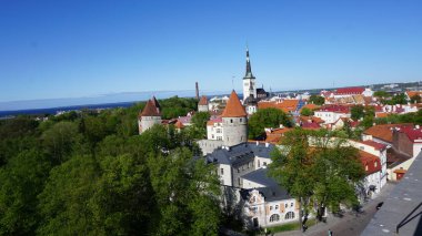 Tallinn, Estonya, Avrupa, Haziran, 18, 2023: Estonya 'nın Tallinn kentinin bir perşembe öğleden sonrası görüntüsü