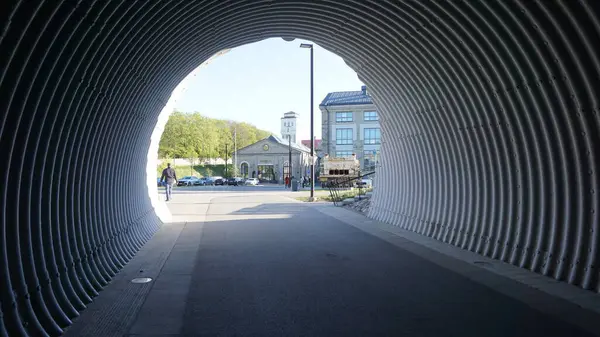 Luz Final Del Túnel Ciudad Tallin Estonia — Foto de Stock