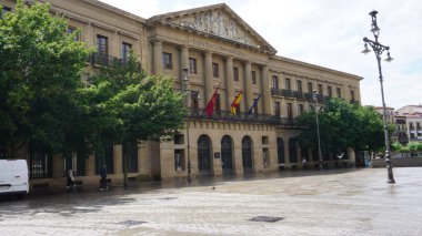 Pamplona, Navarra, İspanya, 19 Haziran 2023: San Fermin 'den birkaç gün önce Pamplona' nın tipik manzarası