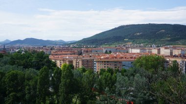 Pamplona, Navarra, İspanya, 19 Haziran 2023: San Fermin 'den birkaç gün önce Pamplona' nın tipik manzarası