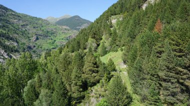 Andorra Dağları Canillo 'da güneşli bir yaz öğleden sonrası manzarası