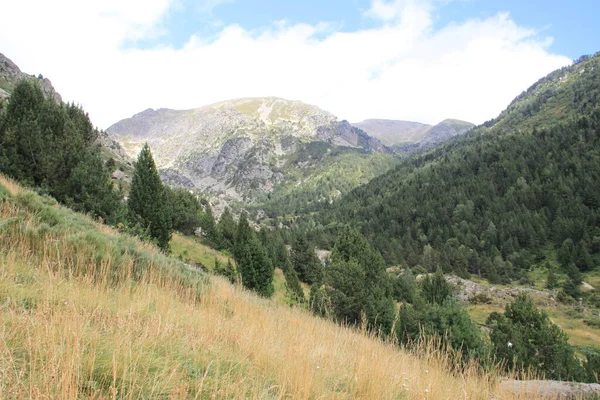 Krajobraz Wiejski Górski Dolinie Incles Andorze — Zdjęcie stockowe