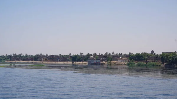 Paisaje Del Río Nilo Desde Crucero Por Ruta Edfu Kom —  Fotos de Stock