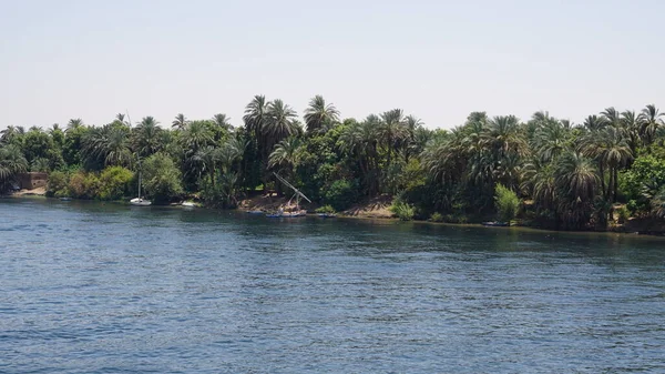 Paisaje Del Río Nilo Desde Crucero Por Ruta Edfu Kom — Foto de Stock