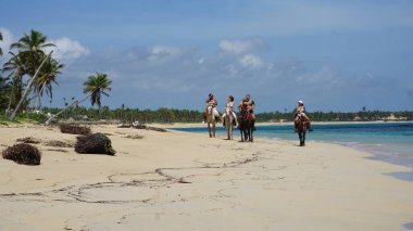 Plaj manzarası güzel güneşli bir gün Punta Cana 'da, Dominik Cumhuriyeti