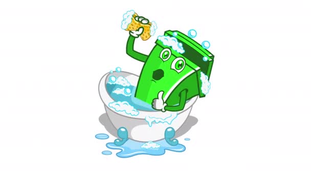 Lixo Animado Sendo Lavado Banho — Vídeo de Stock