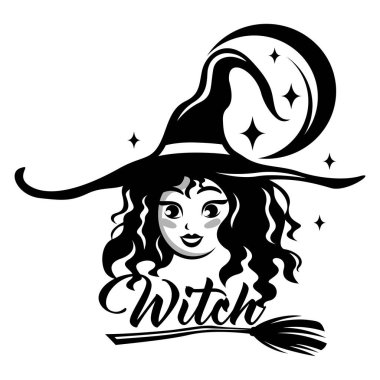 Modern yaratıcı cadı logosu. Cadılar Bayramı
