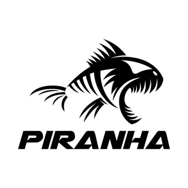 Modern balık yırtıcı piranha logosu