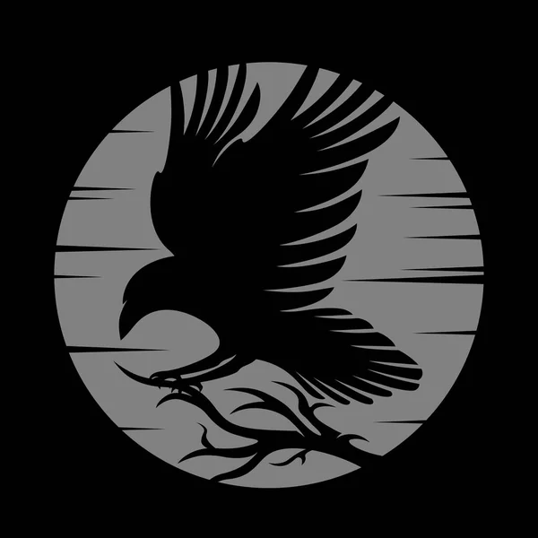 Modern Silhouette Black Raven Logo — Stock Vector