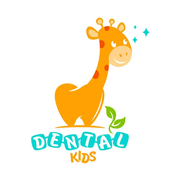Logo Dentisterie Pédiatrique Girafe Dentaire Moderne — Image vectorielle
