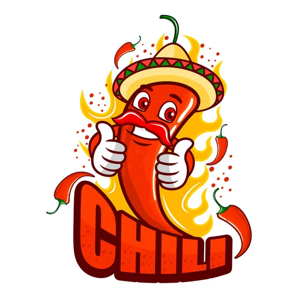 Moderne Mascotte Chili Peper Logo — Stockvector