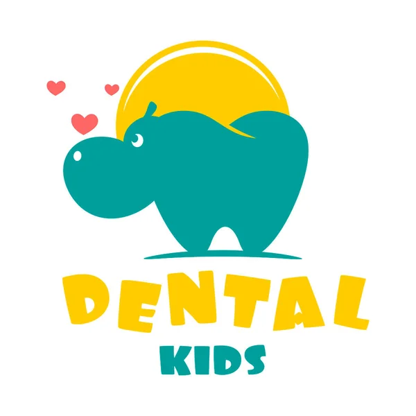 Nowoczesne Logo Stomatologii Dziecięcej Hipopotama Zęba — Wektor stockowy