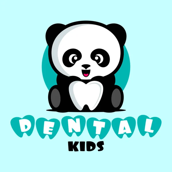 Logo Dentisterie Pédiatrique Panda Dentaire Moderne — Image vectorielle