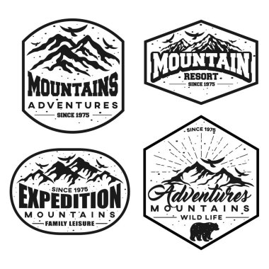 Retro yaratıcı etiket dağlarının logosu.