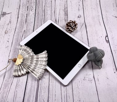 Tablet bilgisayar modeli. Elektronik cihaz. Teknoloji Noeli.