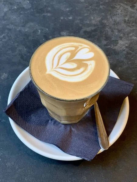 Czas Kawę Sztuka Cappuccino Gorący Drink Napoje Śniadaniowe Obraz Stockowy