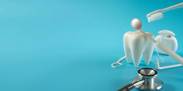Diş Kavramı Sağlıklı Donatım Araçları Diş Bakımı Profesyonel Afiş — Stok fotoğraf