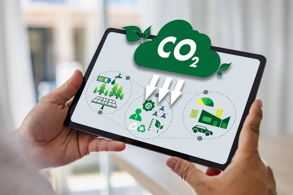 Emisiones Co2 Reducción Carbono Calentamiento Global Cambio Climático Medio Ambiente —  Fotos de Stock
