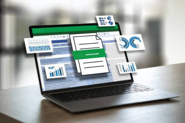 Çevrimiçi analiz için veri ve grafiklerle çalışan işadamı Microsoft Excel proje konsolu dijital muhasebe tablosu