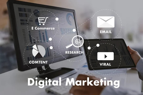 Professionele Digital Marketing Concept Van Media Seo Marketing Technologie Communicatie — Stockfoto